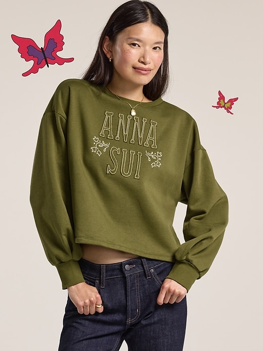 Image number 1 showing, Old Navy x Anna Sui Crew Neck Graphic Fleece Sweatshirt