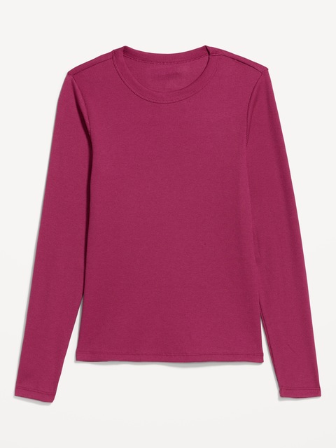 Snug Long-Sleeve Crew-Neck T-Shirt - Magenta Lacquer