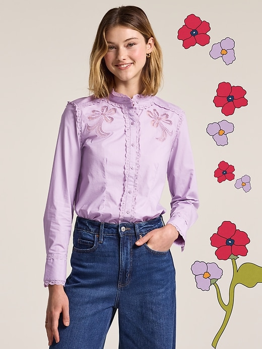 Image number 1 showing, Old Navy x Anna Sui Button-Down Applique Top