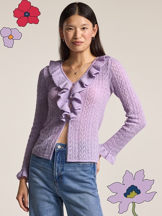 Image number 1 showing, Old Navy x Anna Sui Ruffle Cardigan Sweater