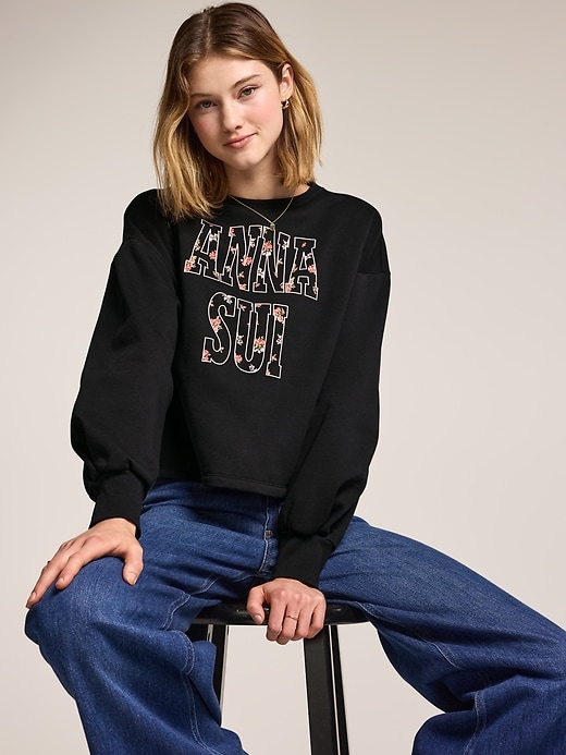 Image number 3 showing, Old Navy x Anna Sui Crew Neck Graphic Fleece Sweatshirt