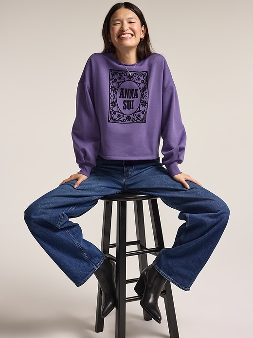 Image number 3 showing, Old Navy x Anna Sui Crew Neck Graphic Fleece Sweatshirt