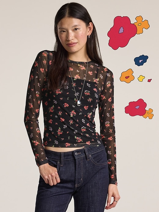 Image number 1 showing, Old Navy x Anna Sui Sheer Long-Sleeve Top
