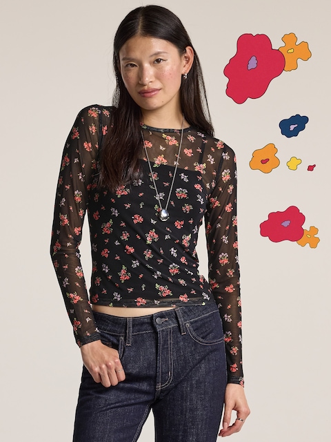Old Navy x Anna Sui Sheer Long-Sleeve Top - Multi Floral