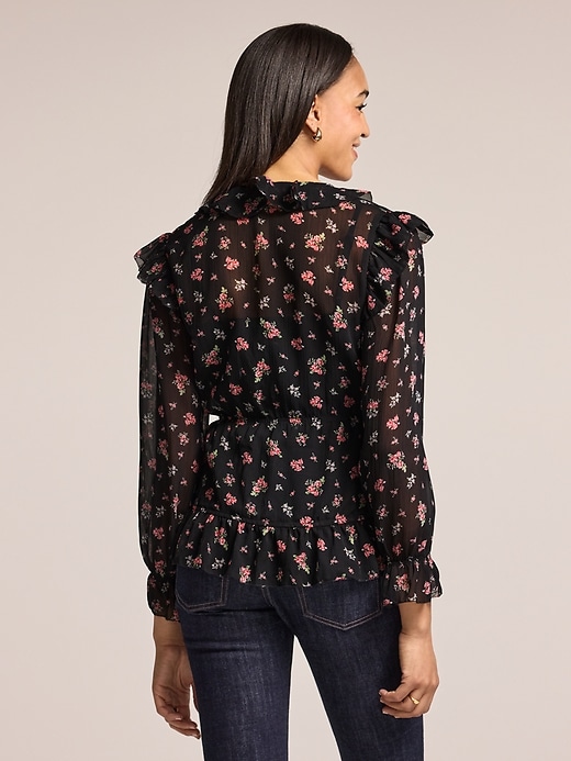 Image number 2 showing, Old Navy x Anna Sui Chiffon Ruffle Button-Down Top