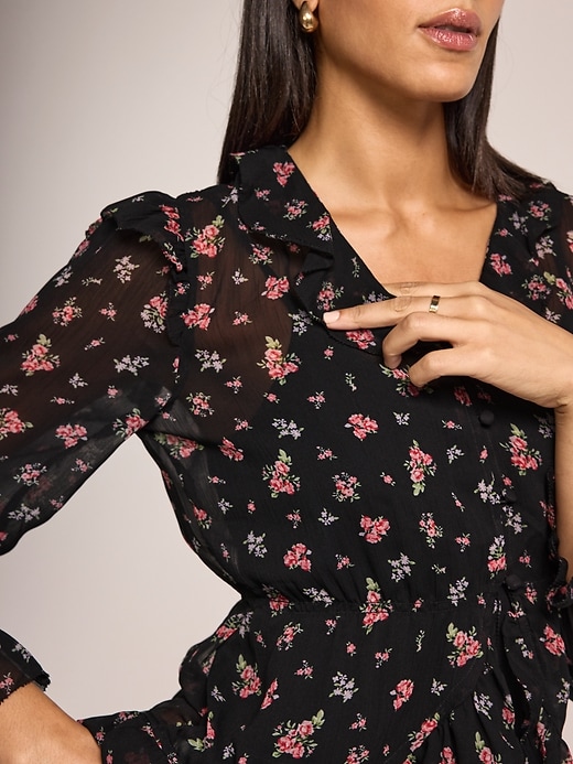 Image number 4 showing, Old Navy x Anna Sui Chiffon Ruffle Button-Down Top