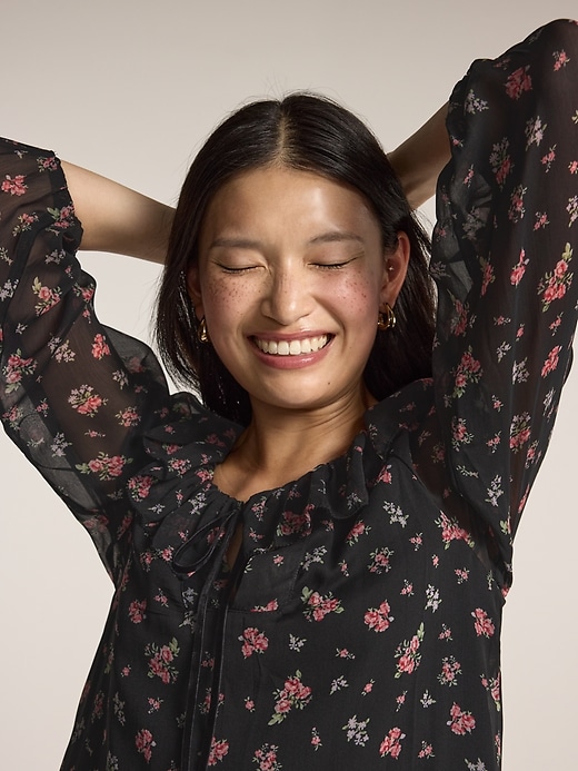 Image number 3 showing, Old Navy x Anna Sui Chiffon Tiered Ruffle Mini Dress