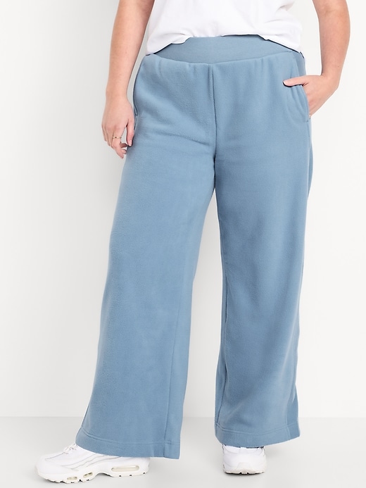 Image number 4 showing, Extra High-Waisted Microfleece Wide-Leg Sweatpants