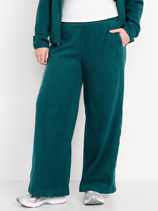 Image number 4 showing, Extra High-Waisted Microfleece Wide-Leg Sweatpants