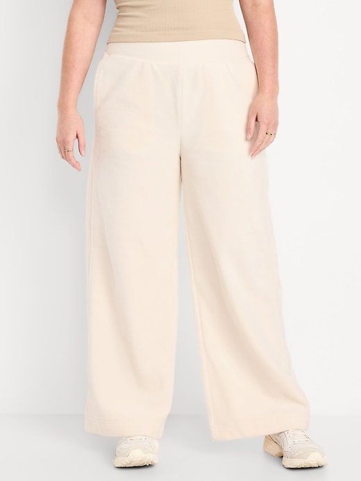Image number 4 showing, Extra High-Waisted Microfleece Wide-Leg Sweatpants