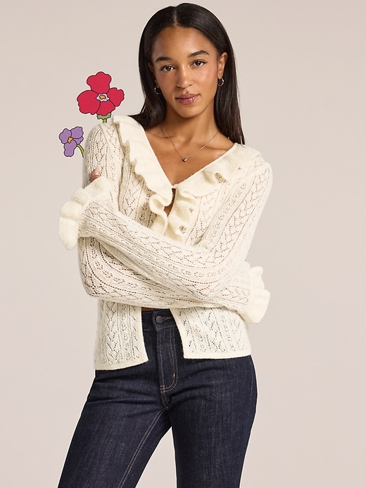 Image number 1 showing, Old Navy x Anna Sui Ruffle Cardigan Sweater