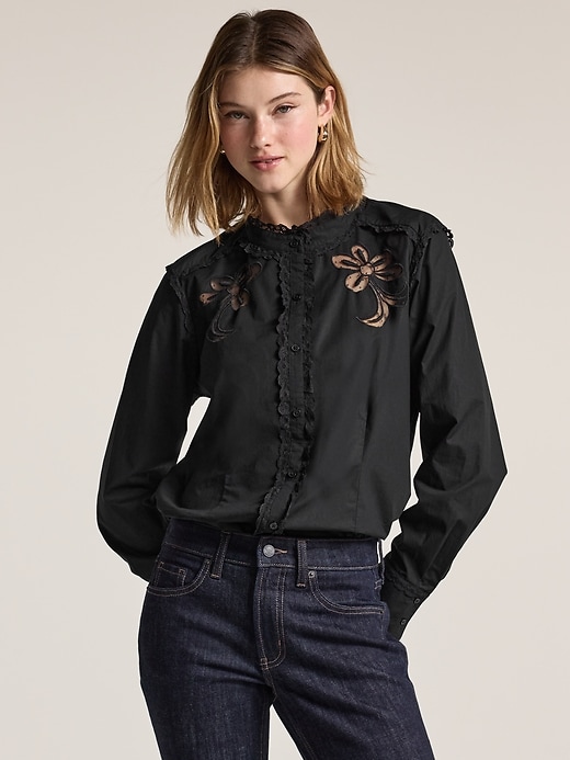 Image number 1 showing, Old Navy x Anna Sui Button-Down Applique Top