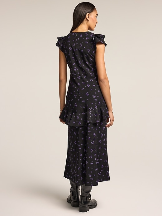 Image number 2 showing, Old Navy x Anna Sui Crepe V-Neck Ruffle Maxi Dress