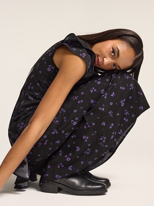 Image number 3 showing, Old Navy x Anna Sui Crepe V-Neck Ruffle Maxi Dress