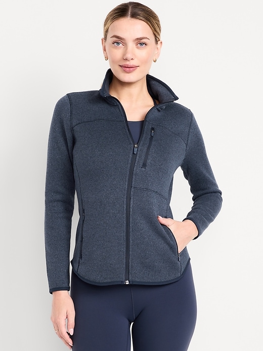 Image number 4 showing, Sweater-Knit Fleece Zip Jacket