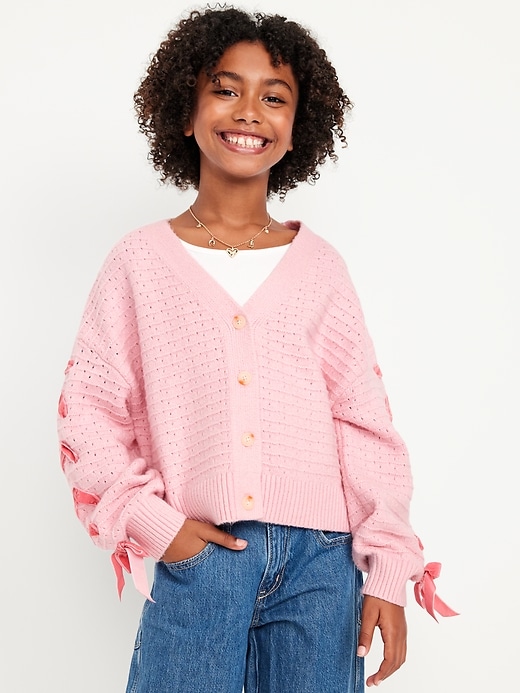 SoSoft Bow-Tie Cardigan Sweater for Girls | Old Navy