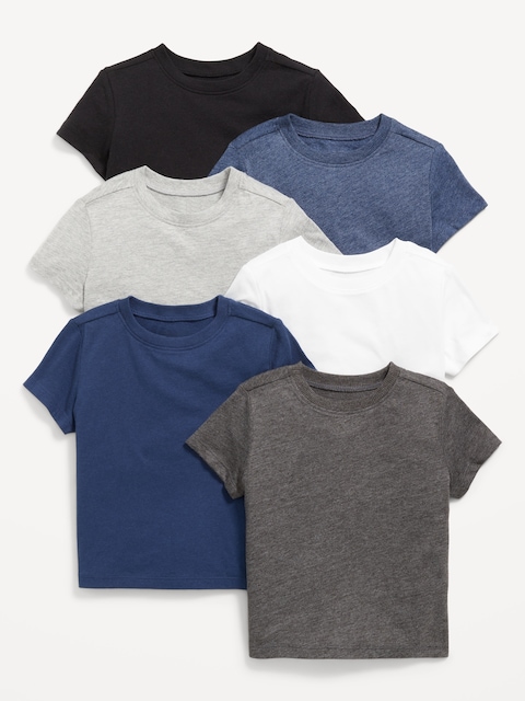 Short-Sleeve Solid T-Shirt 6-Pack for Toddler Boys - Neutral