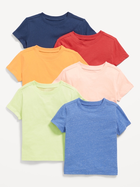 Short-Sleeve Solid T-Shirt 6-Pack for Toddler Boys - Rainbow