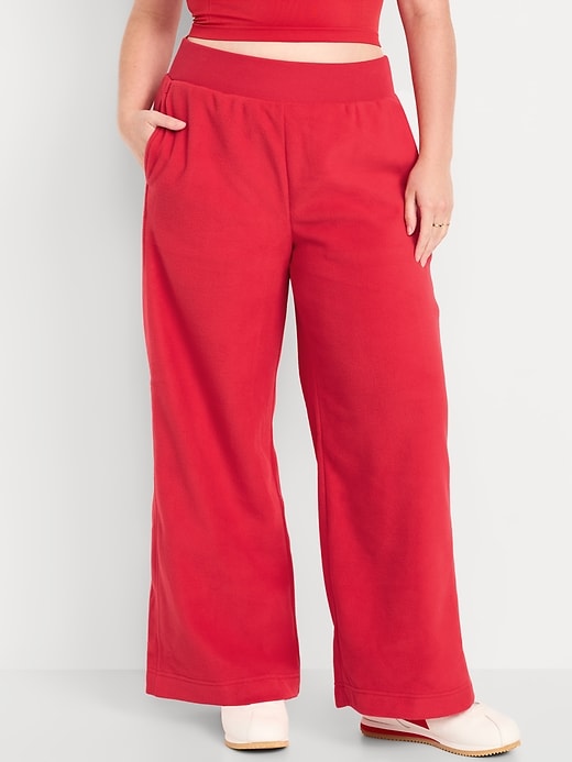 Extra High-Waisted Microfleece Wide-Leg Pants