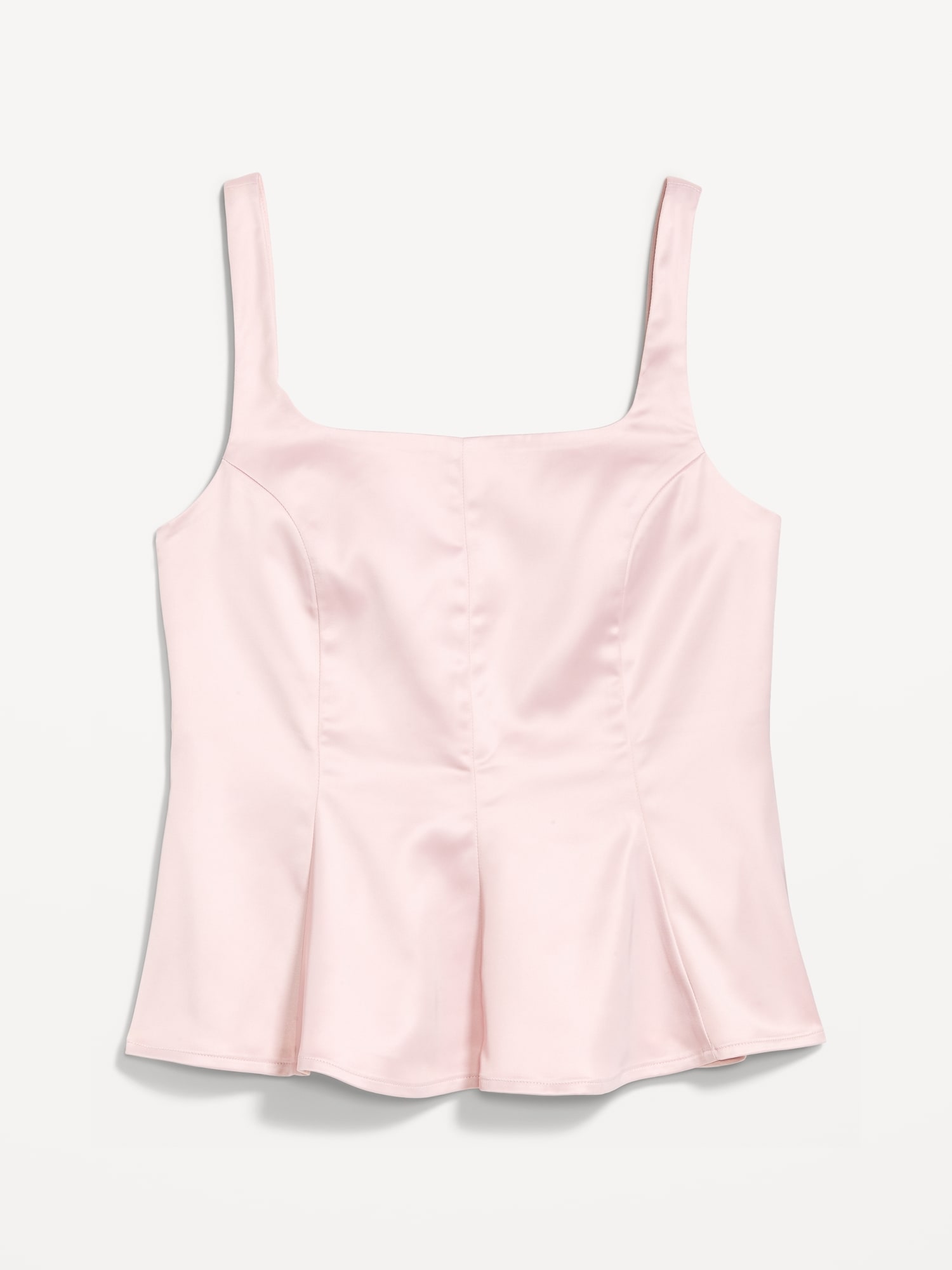 Square-Neck Satin Peplum Top