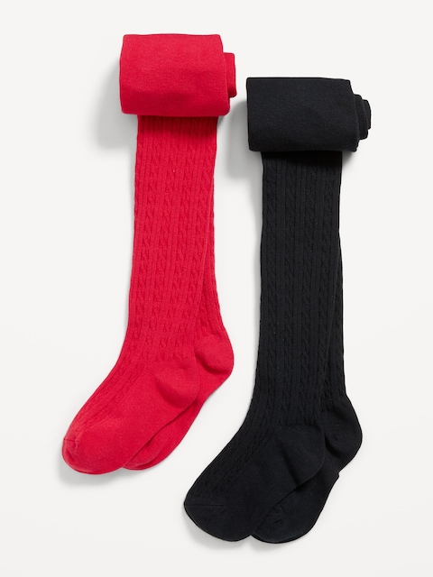 Cable-Knit Tights 2-Pack for Toddler Girls - Roma Red