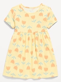 Image number 1 showing, Short-Sleeve Ribbed Graphic Dress for Toddler Girls