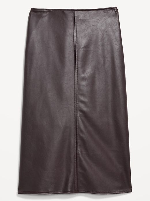 Image number 1 showing, High-Waisted Faux-Leather Midi Skirt
