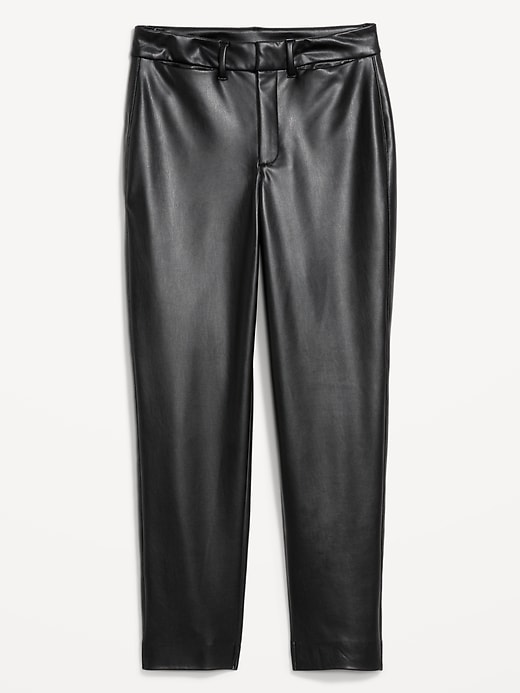 Image number 1 showing, High-Waisted Faux-Leather Pixie Straight Pants