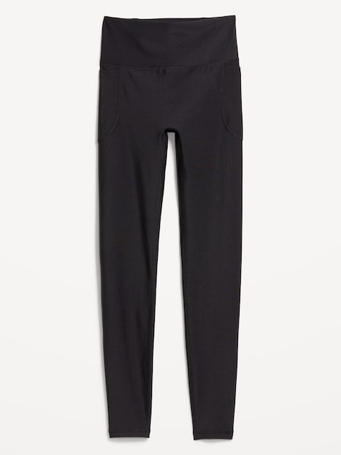 Extra-High Waisted PowerSoft Boundless 7/8 Pocket Leggings – No Front Seam - Black Jack