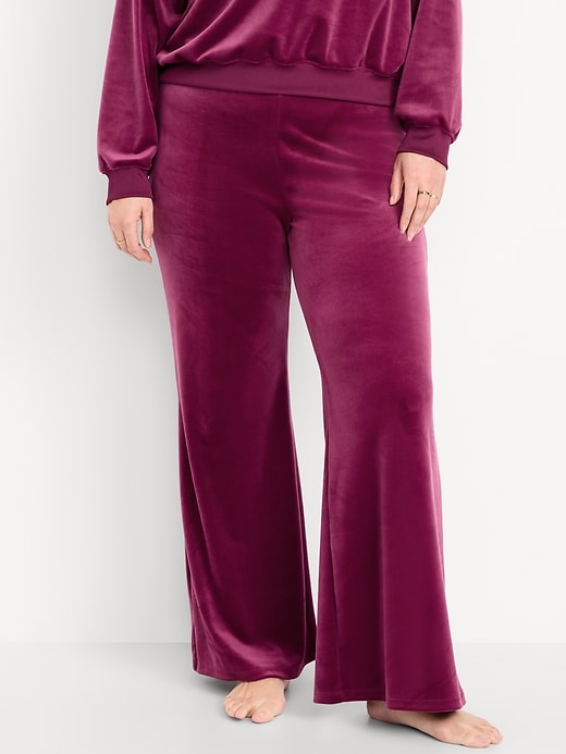 Image number 5 showing, High-Waisted Velour Flare Lounge Pants