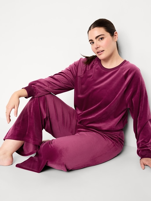 Image number 3 showing, High-Waisted Velour Flare Lounge Pants