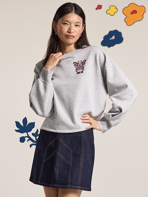 Image number 1 showing, Old Navy x Anna Sui Crew Neck Graphic Fleece Sweatshirt