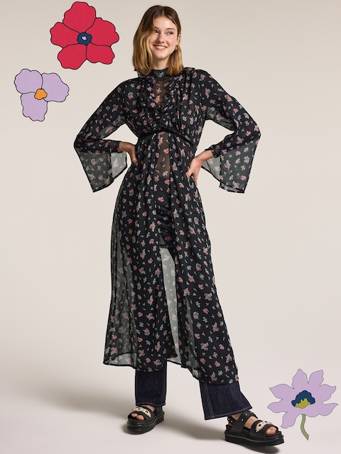 Old Navy x Anna Sui Chiffon Tie-Front Duster - Multi Floral