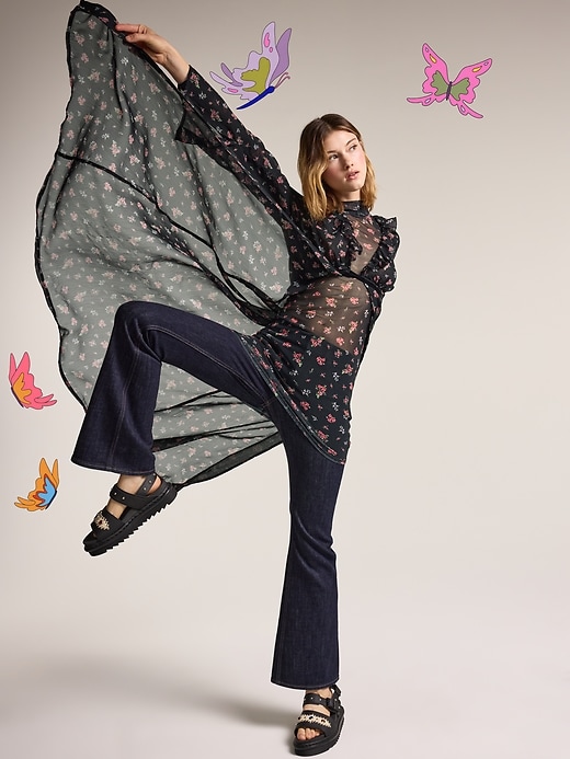 Image number 3 showing, Old Navy x Anna Sui Chiffon Tie-Front Duster