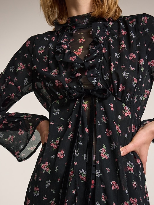 Image number 5 showing, Old Navy x Anna Sui Chiffon Tie-Front Duster