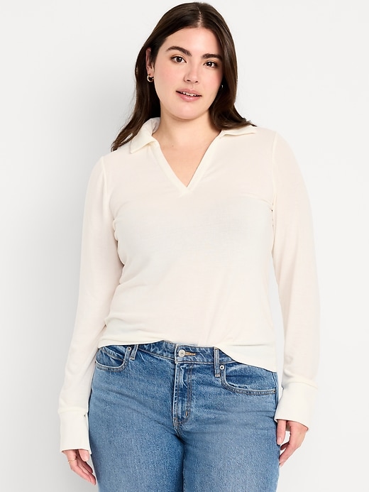 Image number 6 showing, Split-Neck Long-Sleeve Pullover Shirt