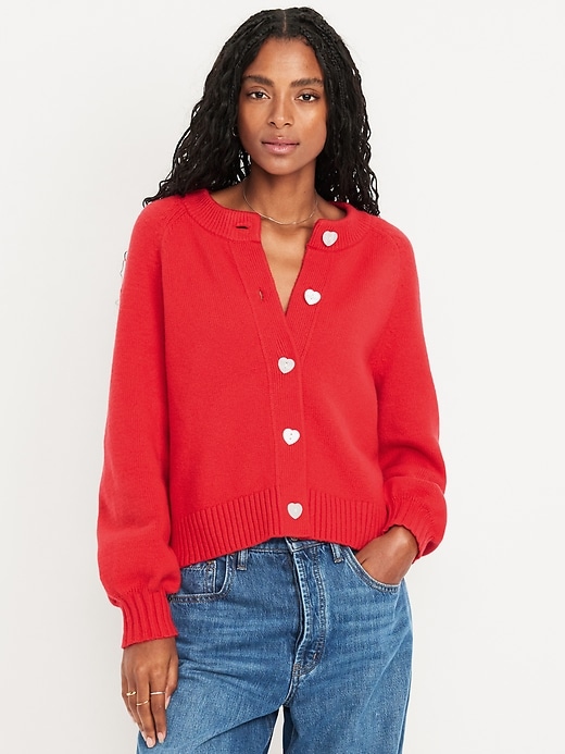 SoSoft Crew-Neck Printed Cardigan Sweater | Old Navy