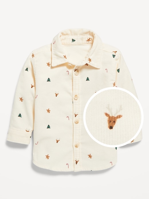 Image number 1 showing, Printed Long-Sleeve Corduroy Shirt for Baby