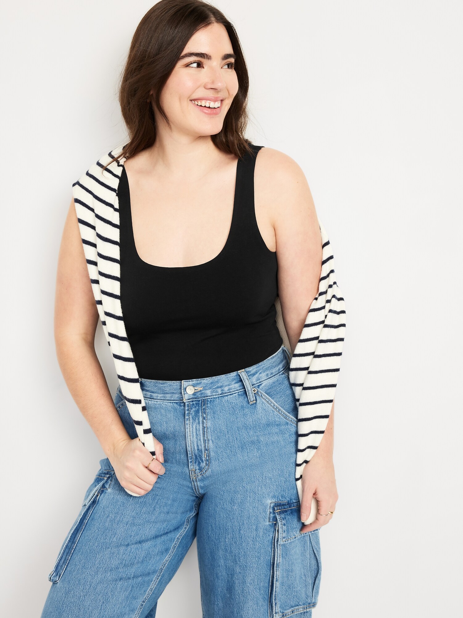 Боди Double-Layer, круглый вырез — Old Navy, цвет: Чёрный — фото 3