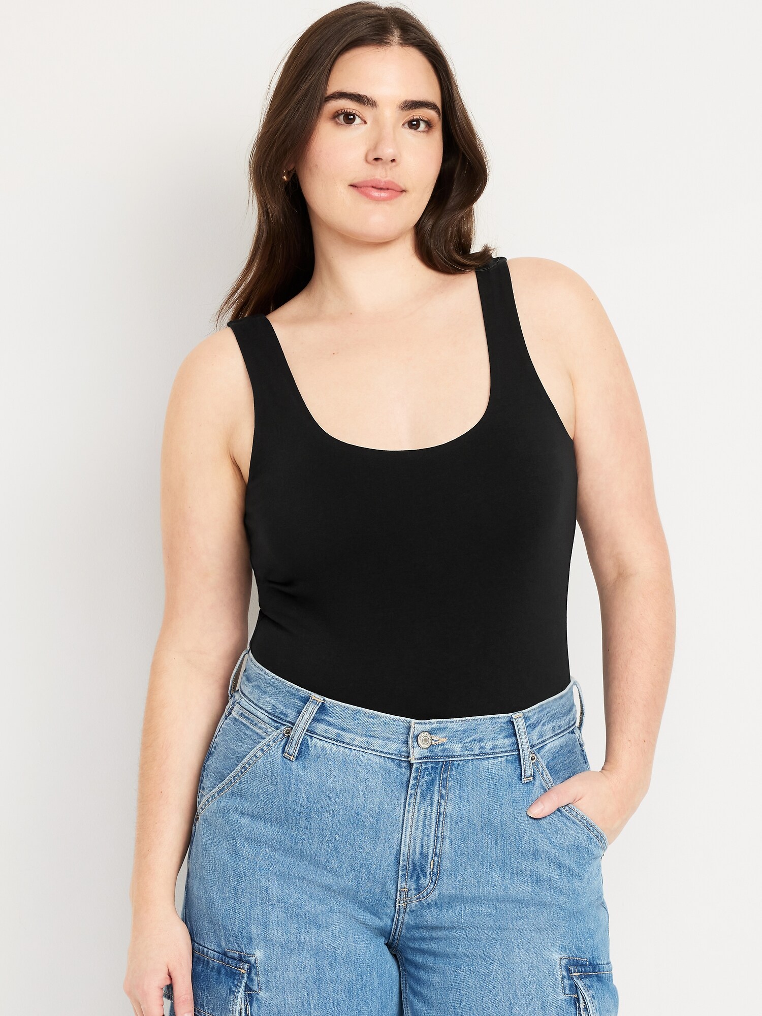 Боди Double-Layer, круглый вырез — Old Navy, цвет: Чёрный — фото 4