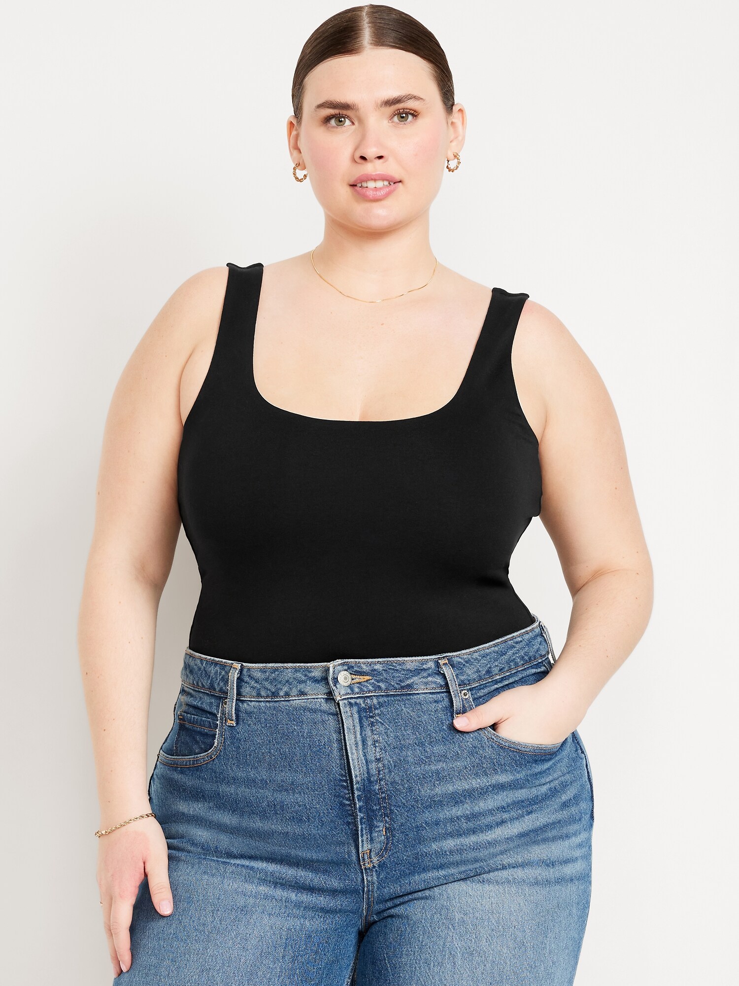 Боди Double-Layer, круглый вырез — Old Navy, цвет: Чёрный — фото 6