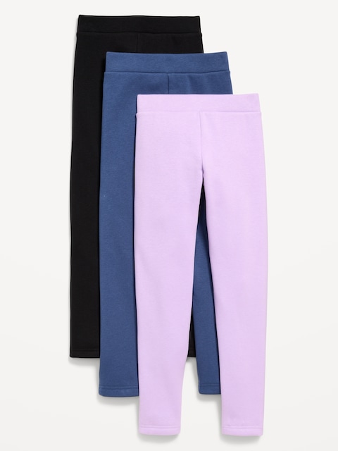 High-Waisted Full-Length Fleece Leggings 3-Pack for Girls - Clary Sage