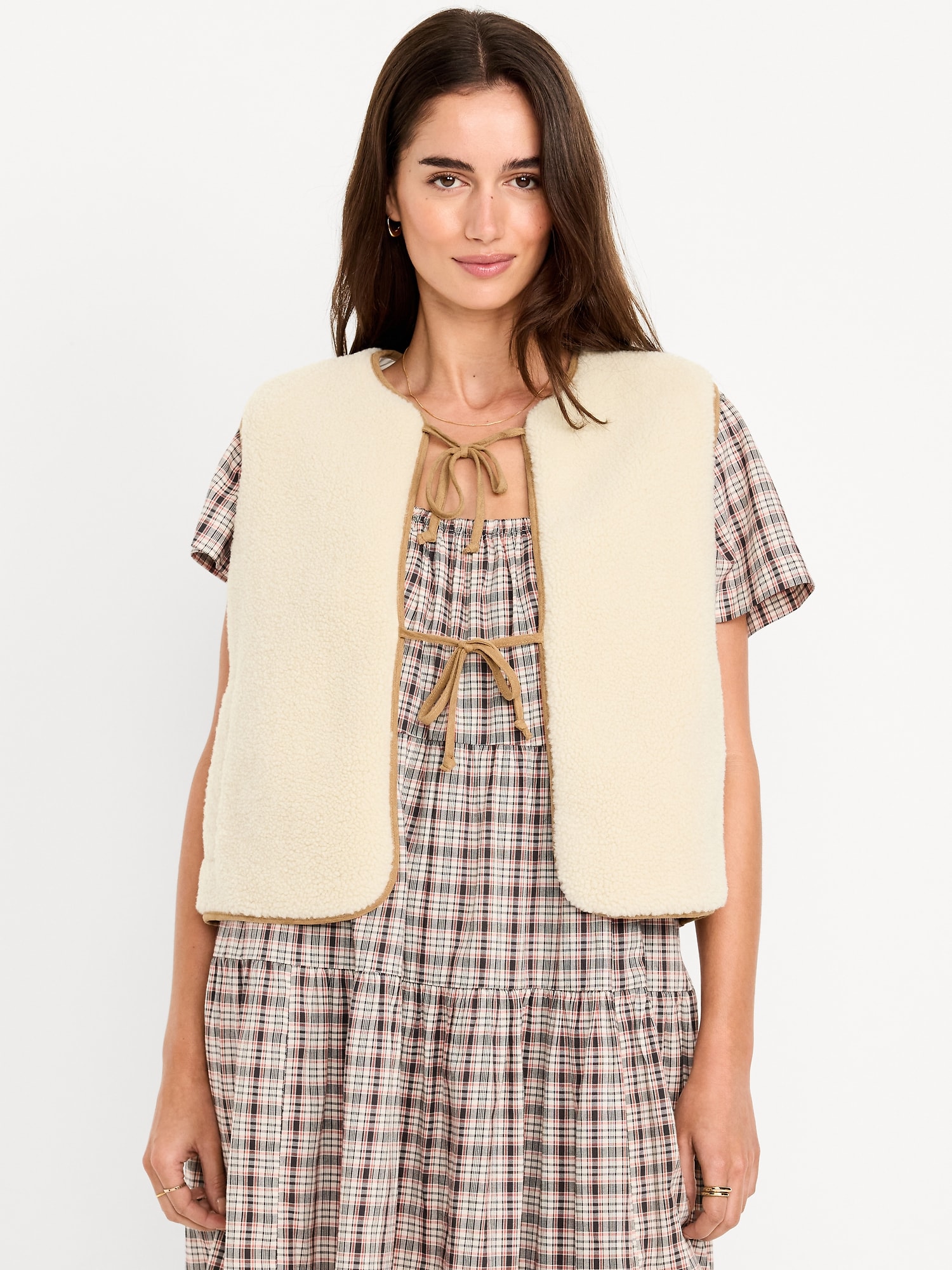 Tie-Front Sherpa Vest