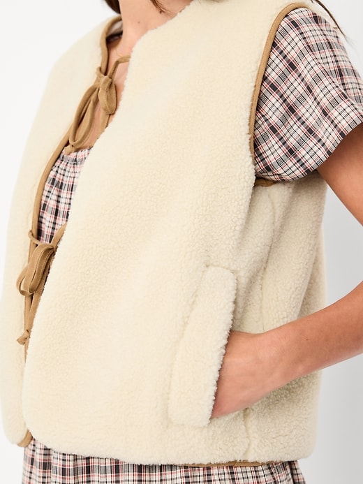 Image number 5 showing, Tie-Front Sherpa Vest