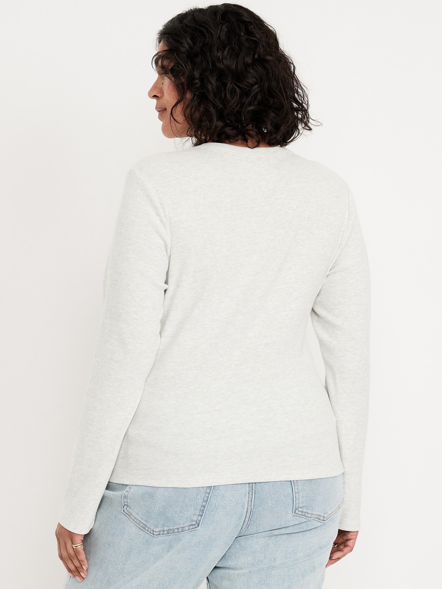 Женская футболка Old Navy Snug Long-Sleeve Crew-Neck, цвет: Светлый серый меланжевый — фото 6