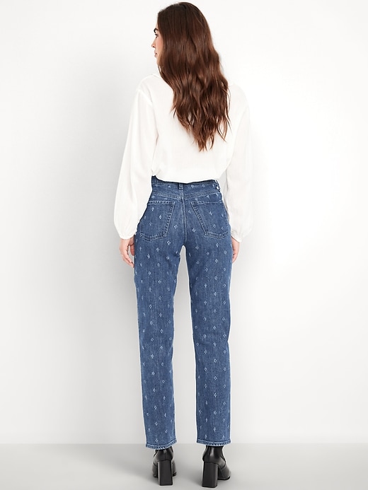 Image number 3 showing, Extra High-Waisted Textured Straight Jeans
