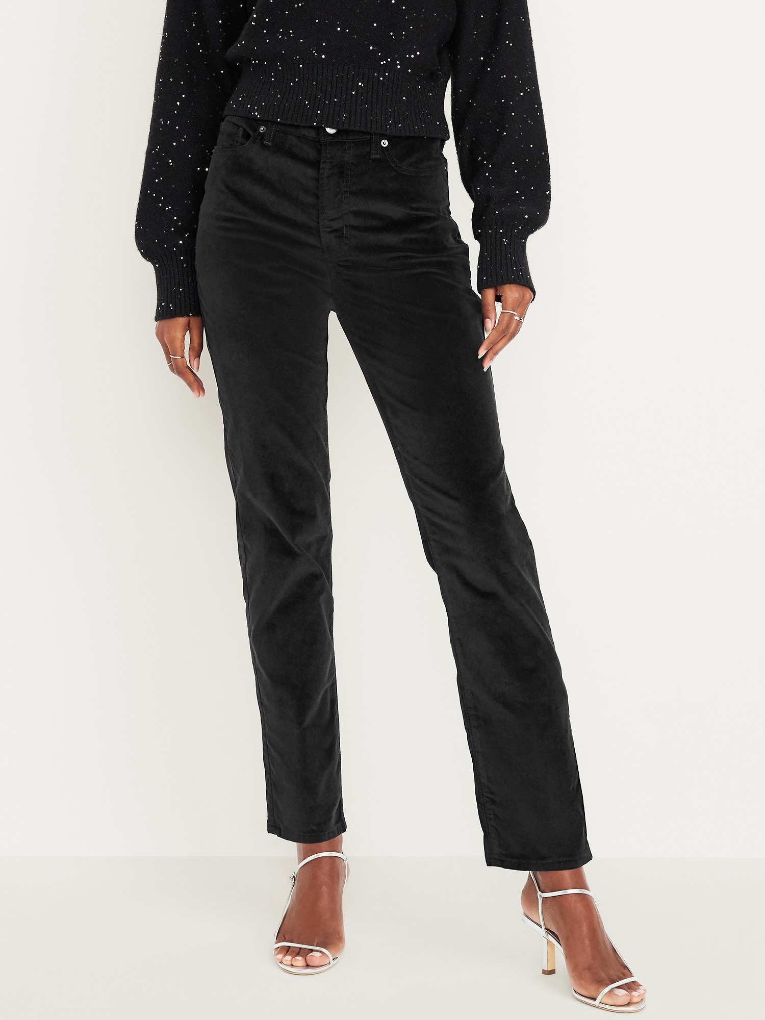 High-Waisted Velvet OG Straight Ankle Pants