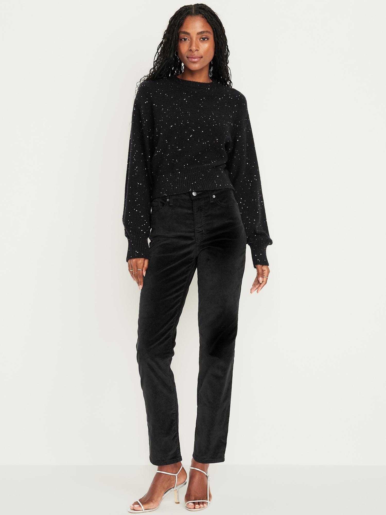 High-Waisted Velvet OG Straight Ankle Pants