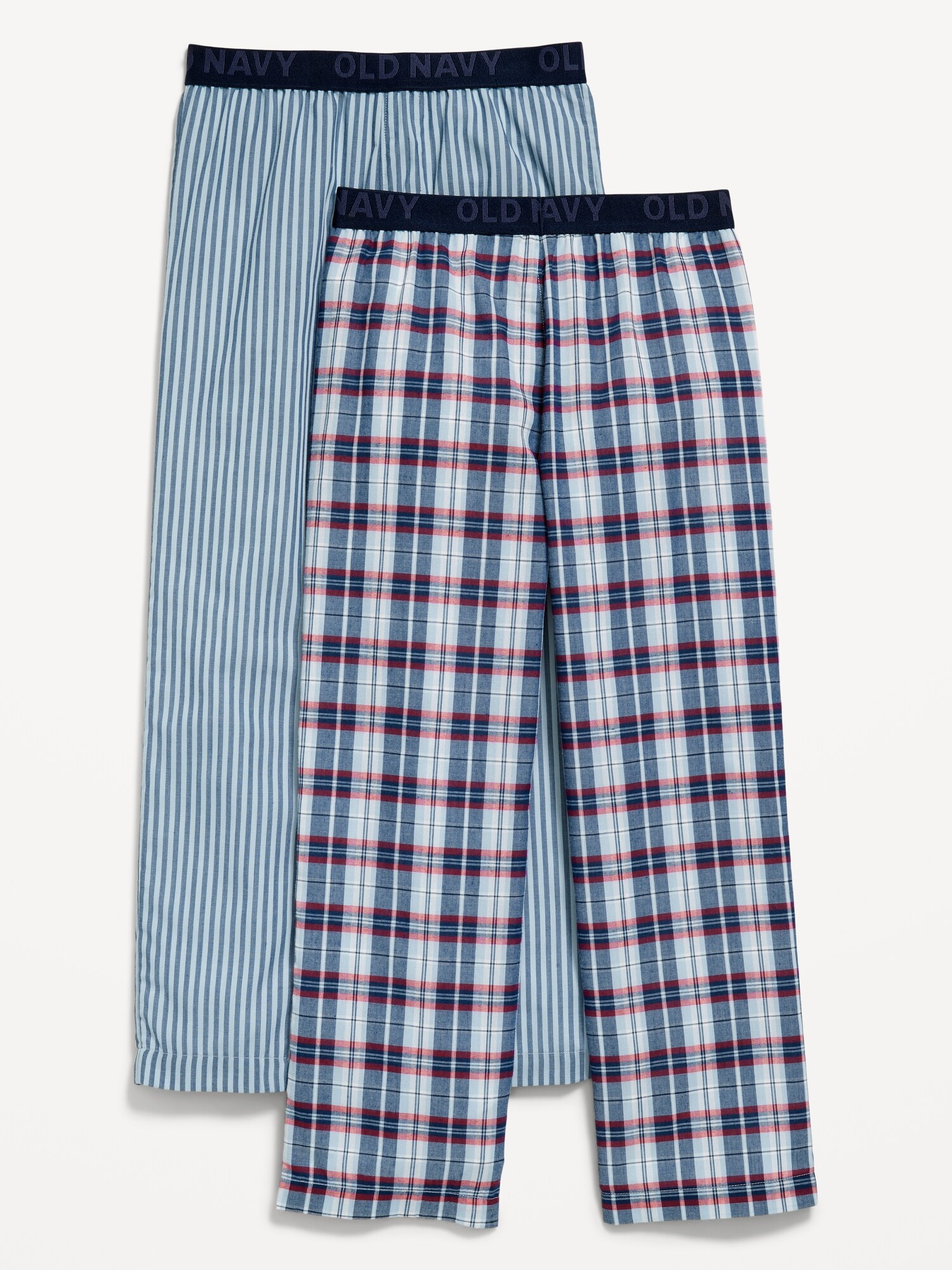 Пижамные брюки Printed Poplin Straight-Leg для детей, 2 шт. — Old Navy, цвет: Синий клетчатый — фото 2