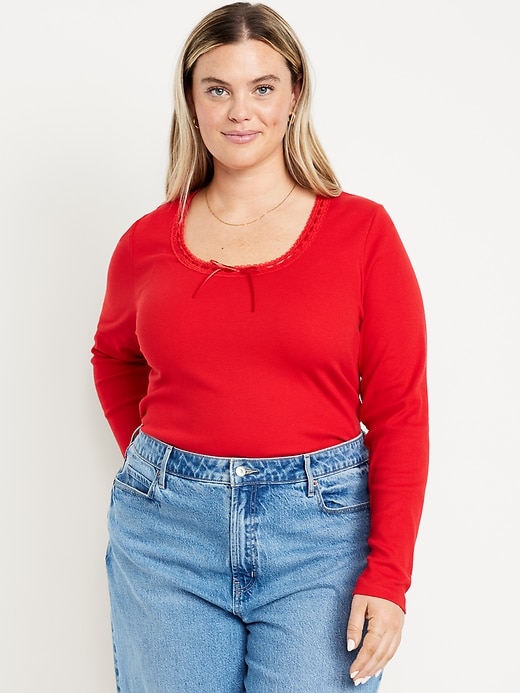Image number 7 showing, Scoop-Neck Long-Sleeve Ribbed Top